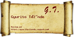 Gyurits Tünde névjegykártya