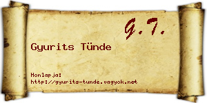 Gyurits Tünde névjegykártya